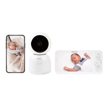 Beaba - Monitor de bebé inteligente recarregável ZEN NIGHT 720p 5V 4000 mAh Wi-Fi branco