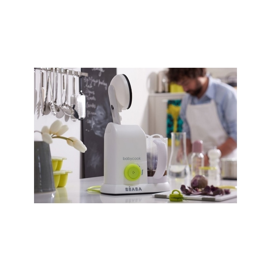 Beaba - Panela de cozer a vapor com varinha mágica BABYCOOK branco