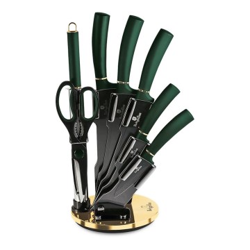 BerlingerHaus - Conjunto de facas em aço inoxidável num suporte 8 unid. verde/preto