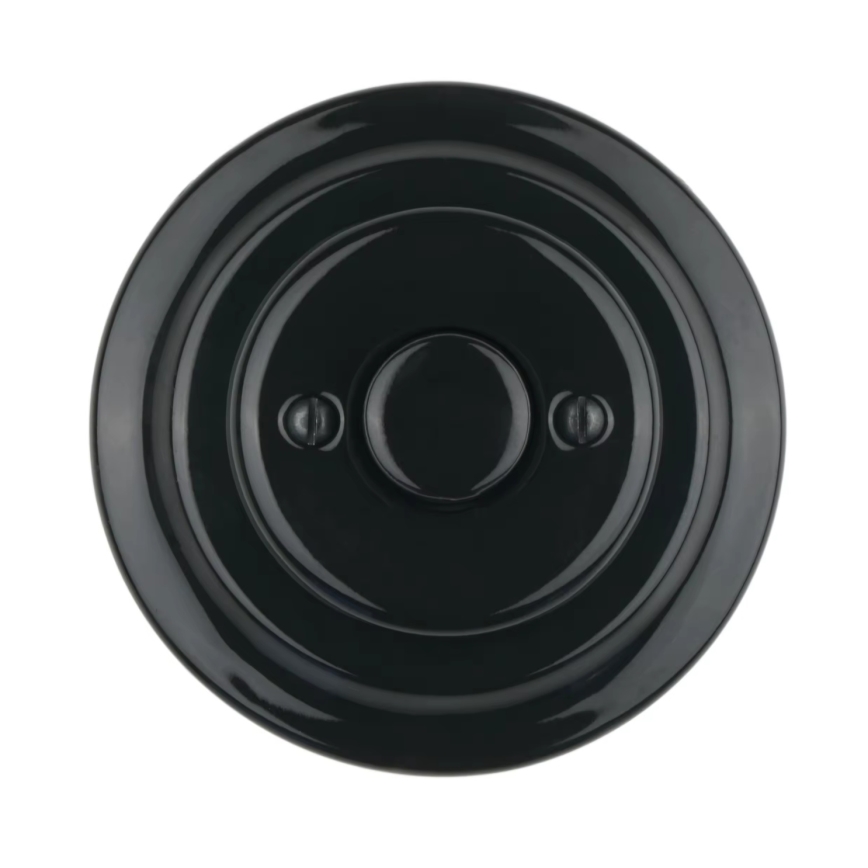Bohemia-Design - Dimmer rotativo retro de porcelana com moldura 250V/10A preto