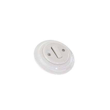 Bohemia-Design - Interruptor retro simples em porcelana com moldura para campainha, branco