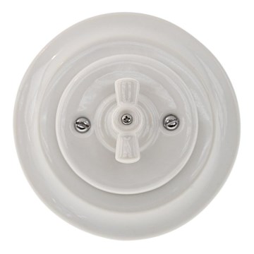 Bohemia-Design - Interruptor rotativo retro em porcelana com moldura n.º 1, branco