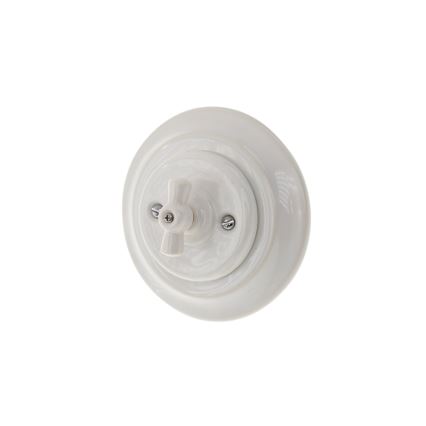 Bohemia-Design - Interruptor rotativo retro em porcelana com moldura n.º 1, branco