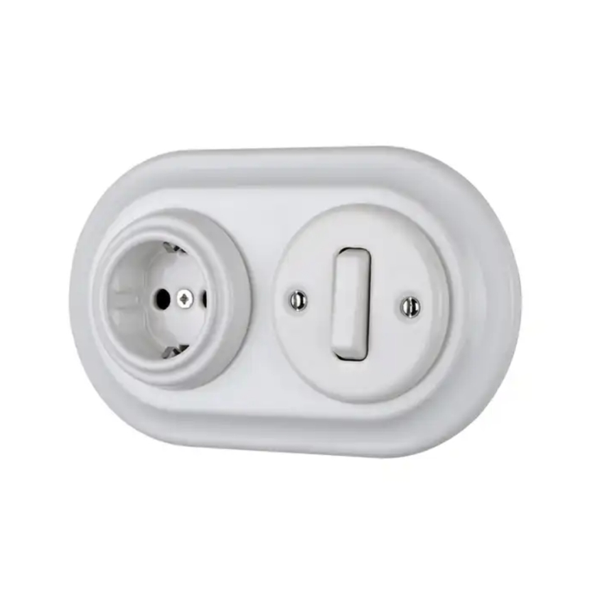 Bohemia-Design - Moldura retro dupla em porcelana branca