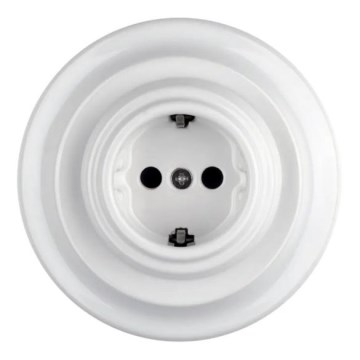 Bohemia-Design - Tomada de parede retro em porcelana com moldura SCHUKO 250V/16A branca