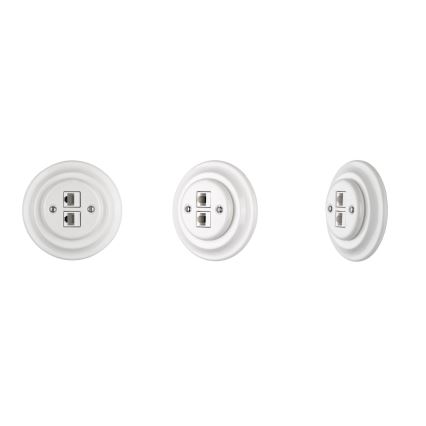 Bohemia-Design - Tomada de rede Ethernet retro em porcelana com moldura 2x CAT.5E branca