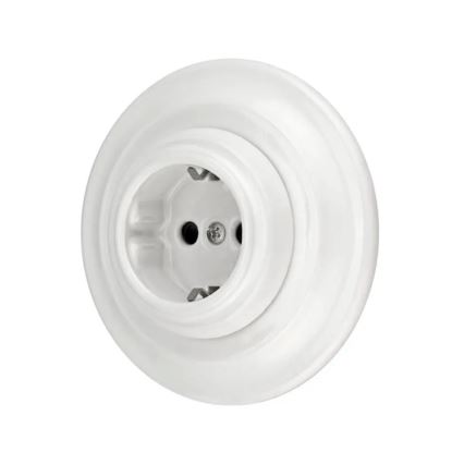 Bohemia-Design - Tomada de parede retro em porcelana com moldura SCHUKO 250V/16A branca