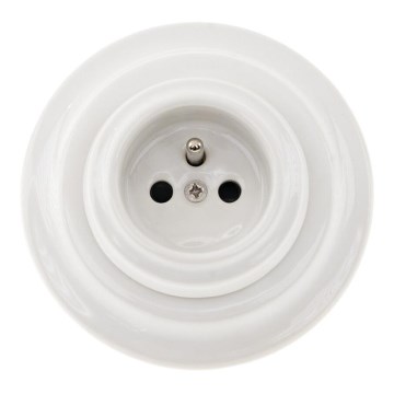 Bohemia-Design - Tomada retro de porcelana para uso doméstico com moldura 250V/16A branca