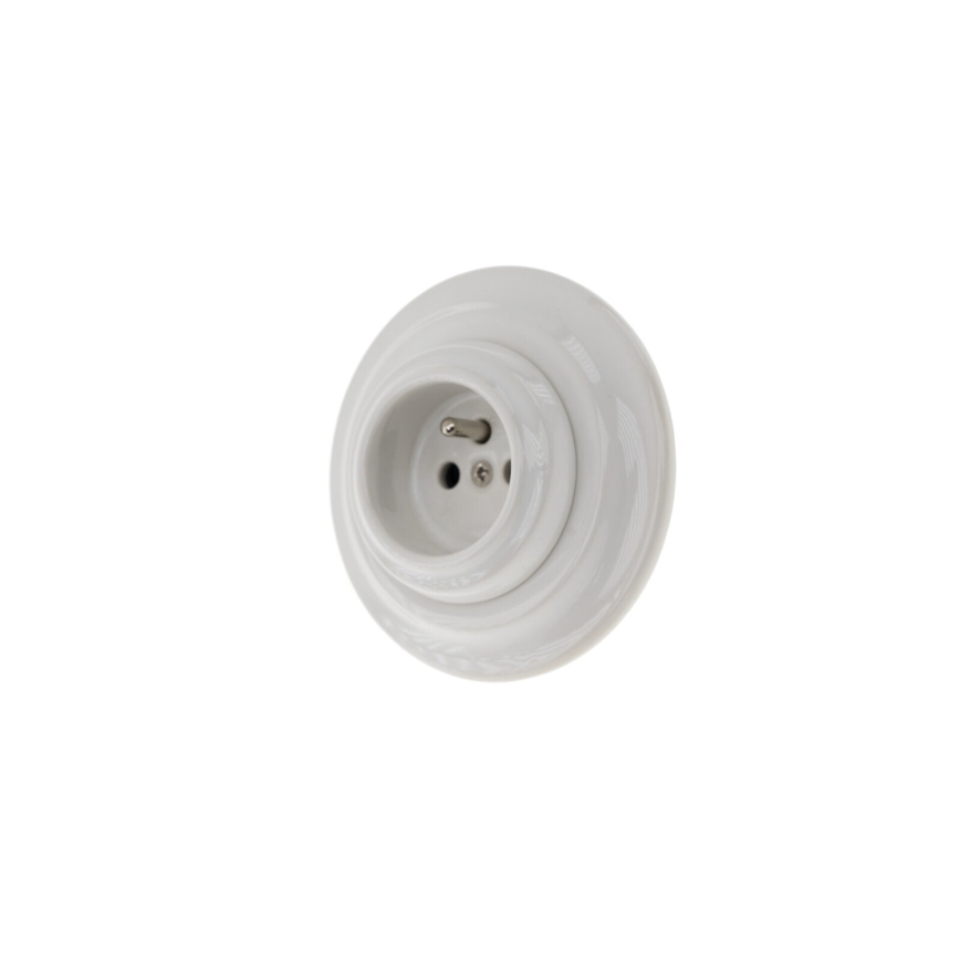 Bohemia-Design - Tomada retro de porcelana para uso doméstico com moldura 250V/16A branca