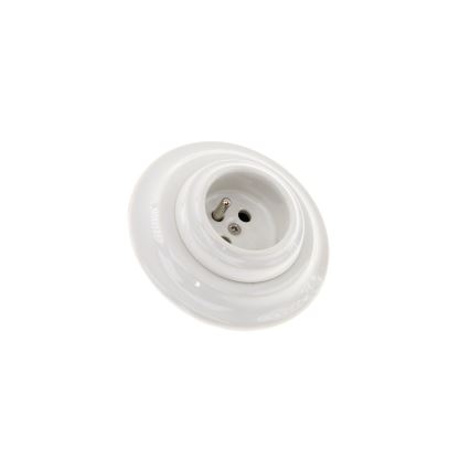 Bohemia-Design - Tomada retro de porcelana para uso doméstico com moldura 250V/16A branca