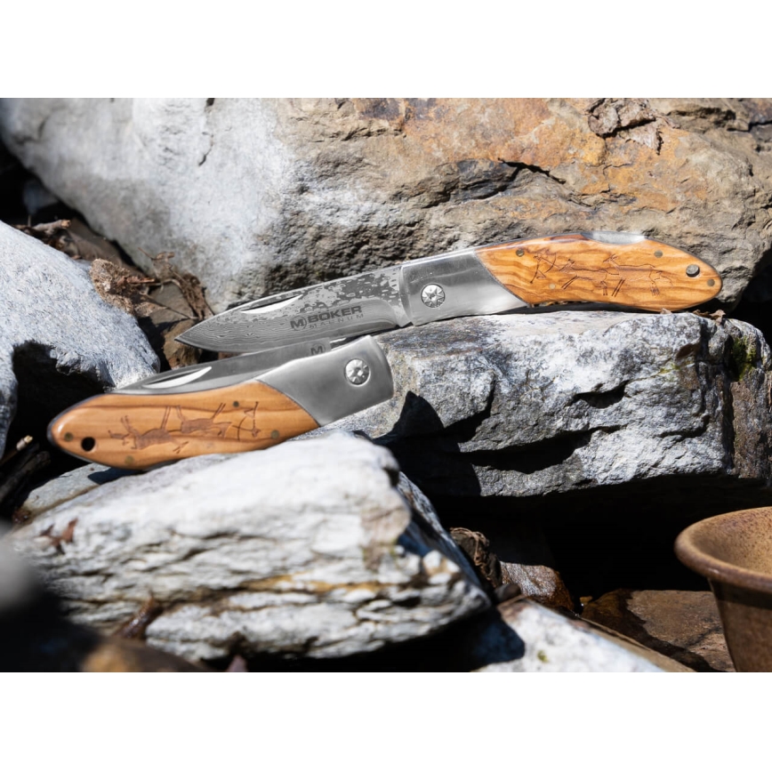 Böker - Faca de bolso em Damasco Magnum Caveman 19,4 cm