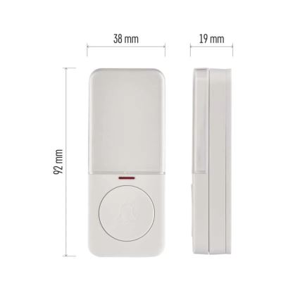 Botão sem fios para campainha, 1x CR2032, branco