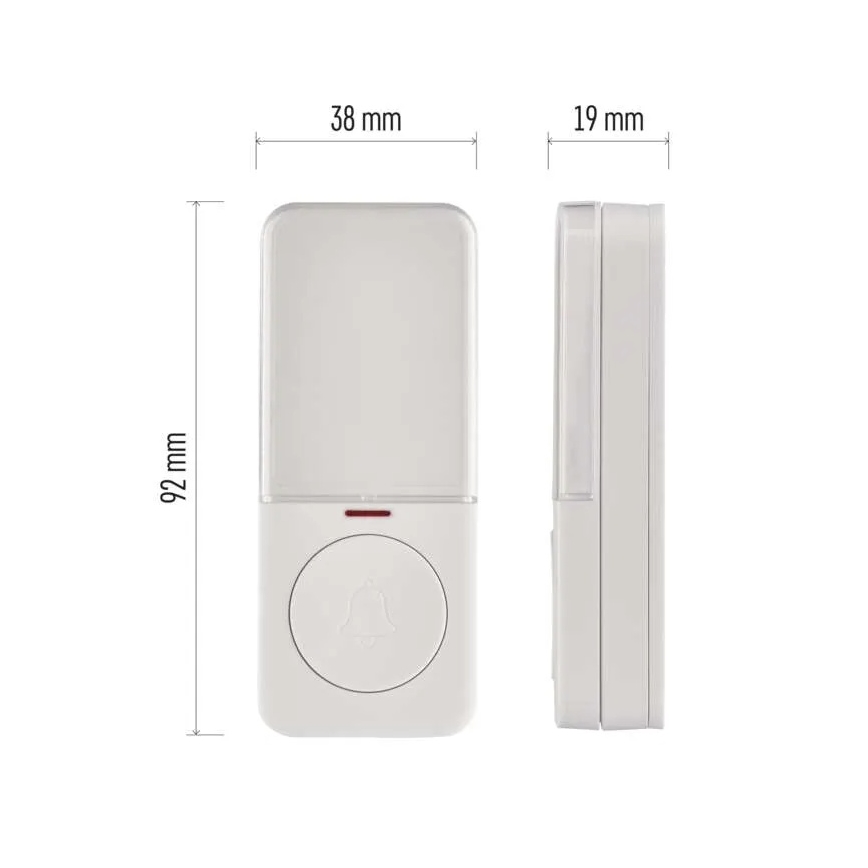Botão sem fios para campainha, 1x CR2032, branco
