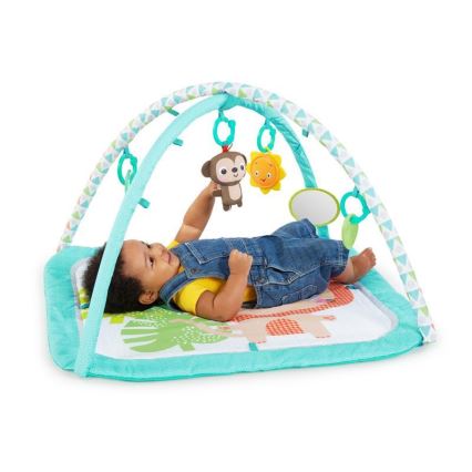 Bright Starts - Cobertor infantil para brincar SAFARI turquesa