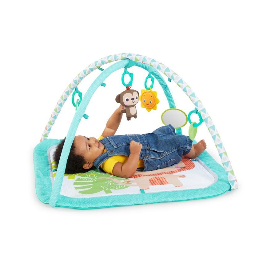 Bright Starts - Cobertor infantil para brincar SAFARI turquesa