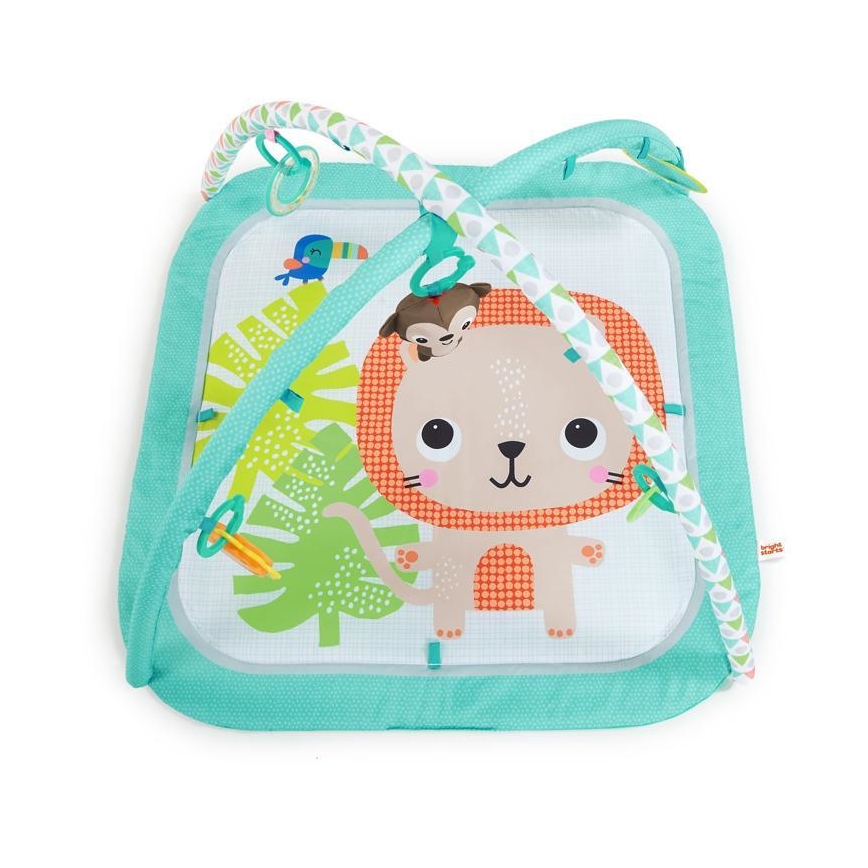 Bright Starts - Cobertor infantil para brincar SAFARI turquesa