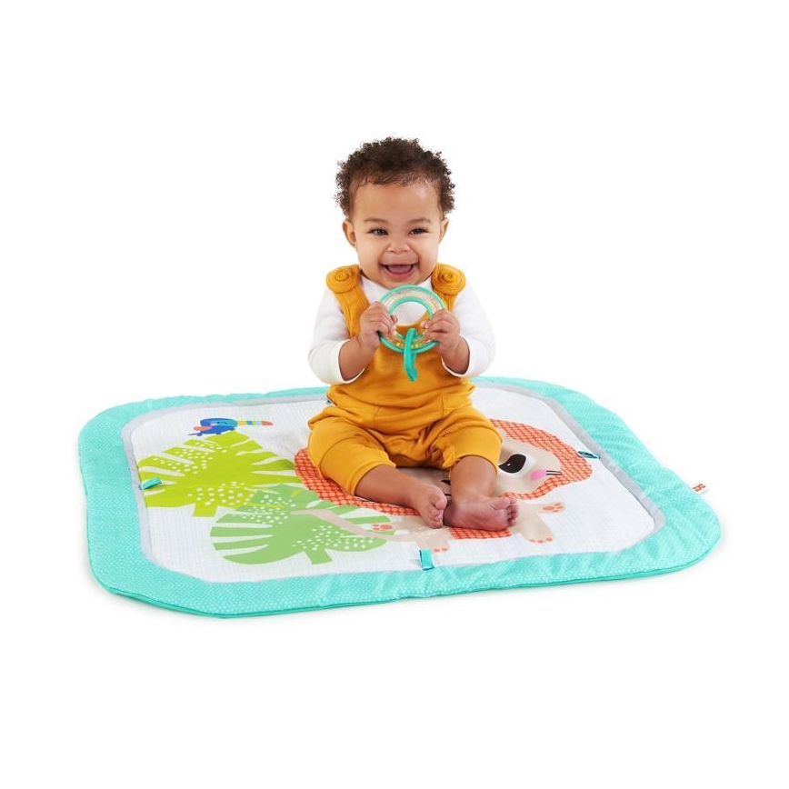 Bright Starts - Cobertor infantil para brincar SAFARI turquesa