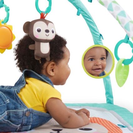 Bright Starts - Cobertor infantil para brincar SAFARI turquesa