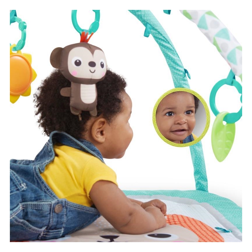 Bright Starts - Cobertor infantil para brincar SAFARI turquesa