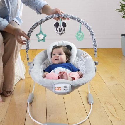 Bright Starts - Espreguiçadeira vibratória para bebé com melodia MICKEY MOUSE