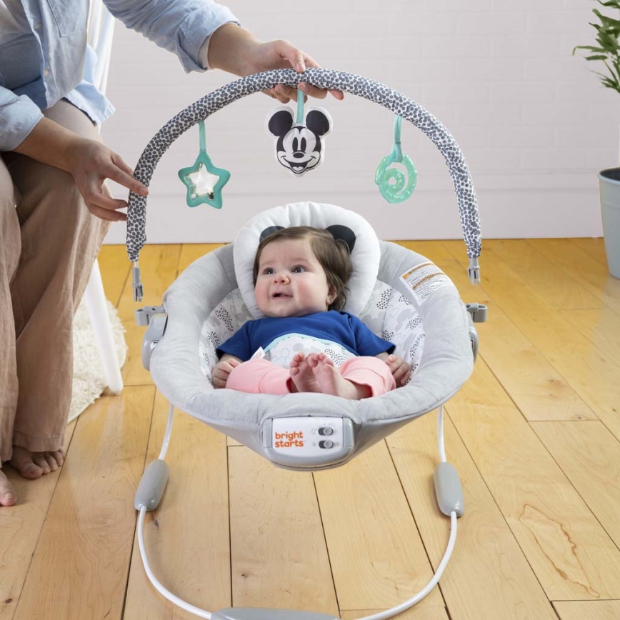 Bright Starts - Espreguiçadeira vibratória para bebé com melodia MICKEY MOUSE