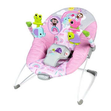 Bright Starts - Espreguiçadeira vibratória para bebé PINK PARADISE