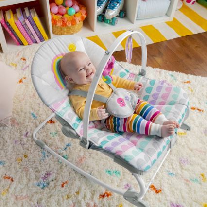 Bright Starts - Espreguiçadeira vibratória para bebé ROSY RAINBOW