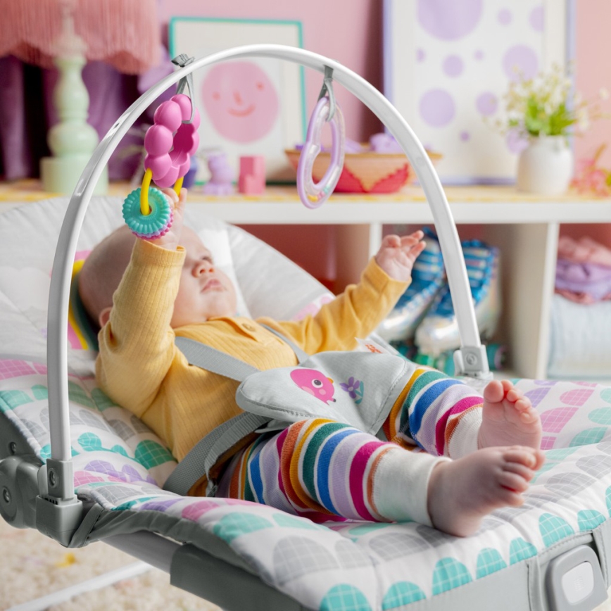 Bright Starts - Espreguiçadeira vibratória para bebé ROSY RAINBOW