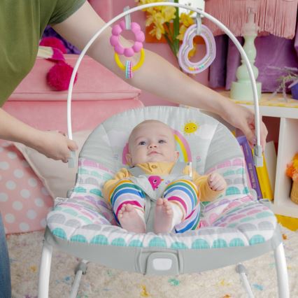 Bright Starts - Espreguiçadeira vibratória para bebé ROSY RAINBOW