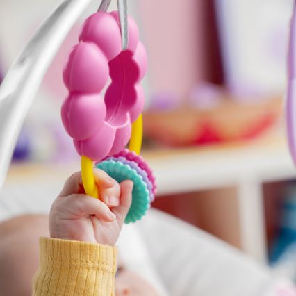 Bright Starts - Espreguiçadeira vibratória para bebé ROSY RAINBOW