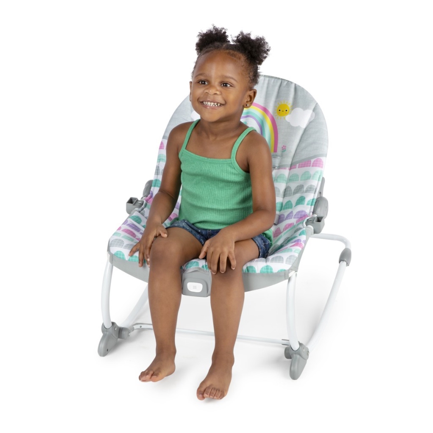 Bright Starts - Espreguiçadeira vibratória para bebé ROSY RAINBOW