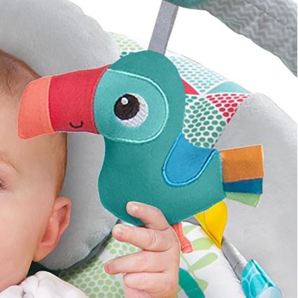 Bright Starts - Espreguiçadeira vibratória para crianças com melodia TOUCAN TANGO