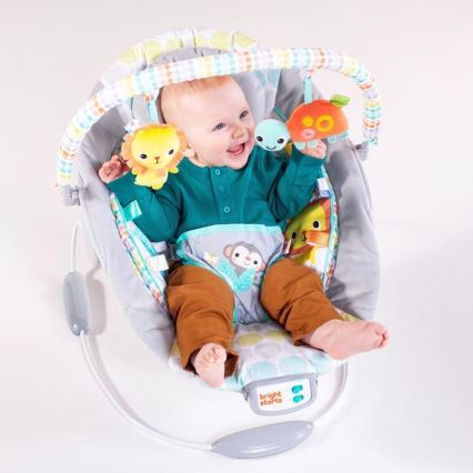 Bright Starts - Espreguiçadeira vibratória para crianças com melodia WHIMSICAL WILD