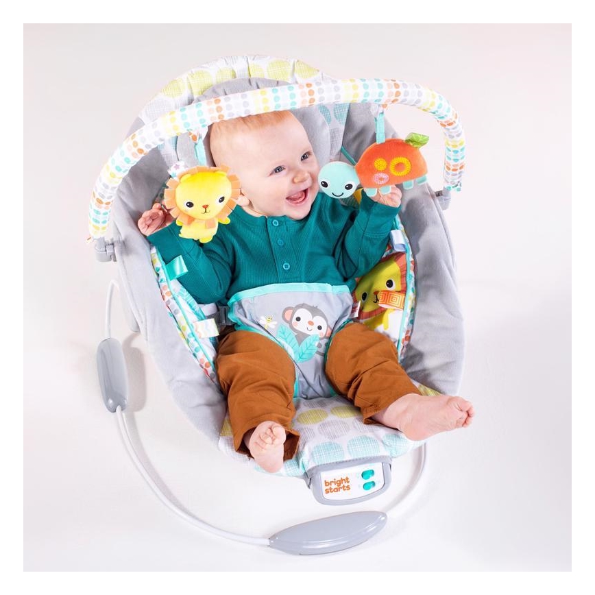 Bright Starts - Espreguiçadeira vibratória para crianças com melodia WHIMSICAL WILD