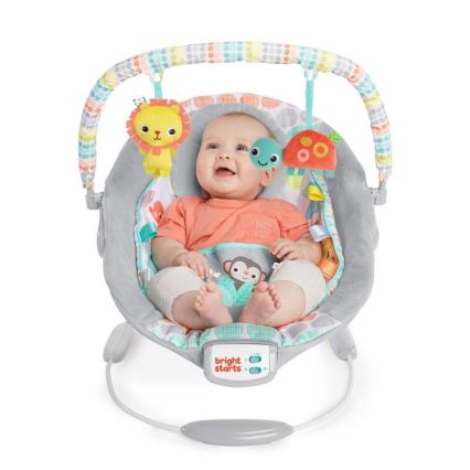 Bright Starts - Espreguiçadeira vibratória para crianças com melodia WHIMSICAL WILD