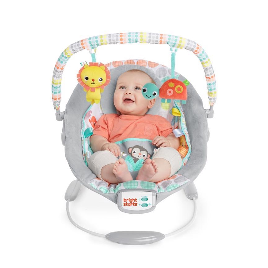 Bright Starts - Espreguiçadeira vibratória para crianças com melodia WHIMSICAL WILD