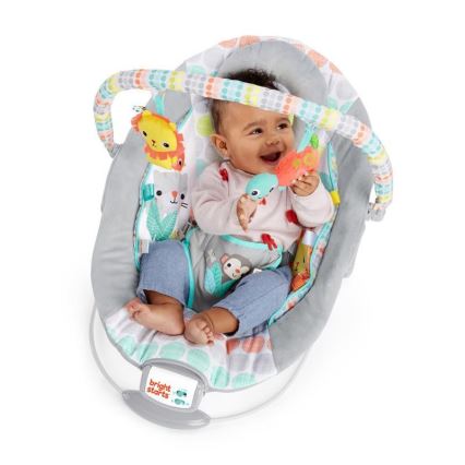 Bright Starts - Espreguiçadeira vibratória para crianças com melodia WHIMSICAL WILD