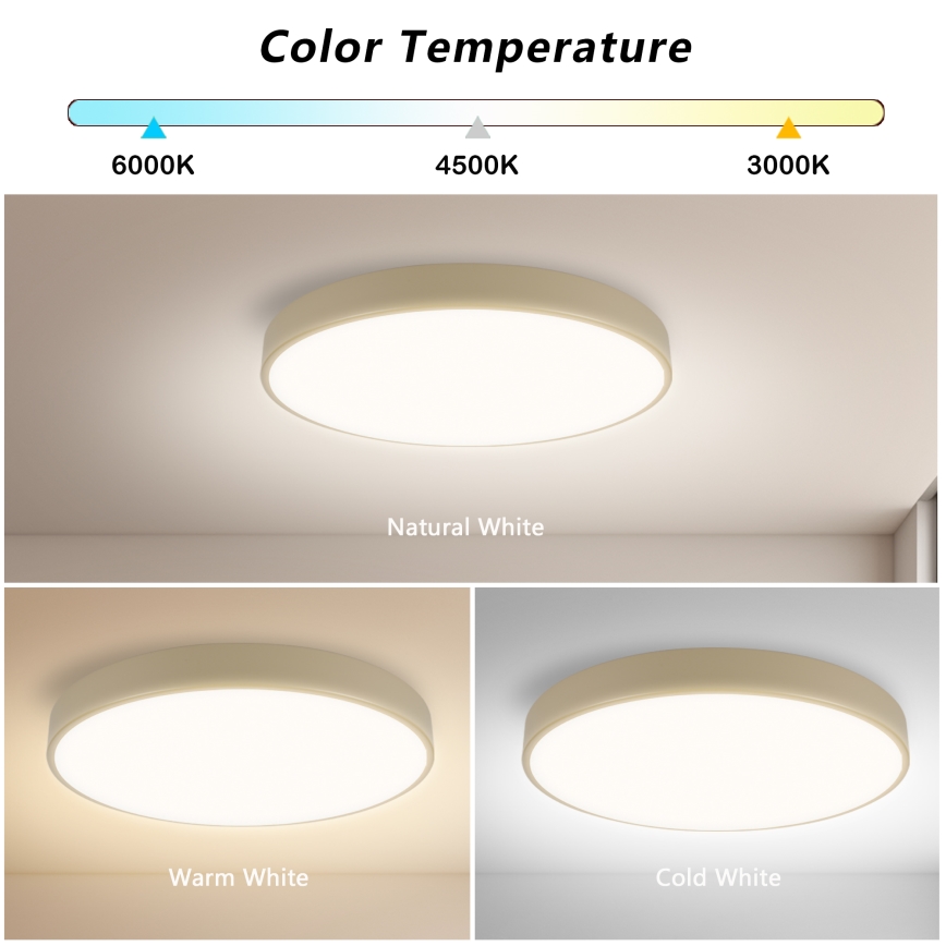 Brilagi - Luminária de teto dimável POOL LED/48W/230V 3000-6000K diâmetro 40 cm bege + controle remoto