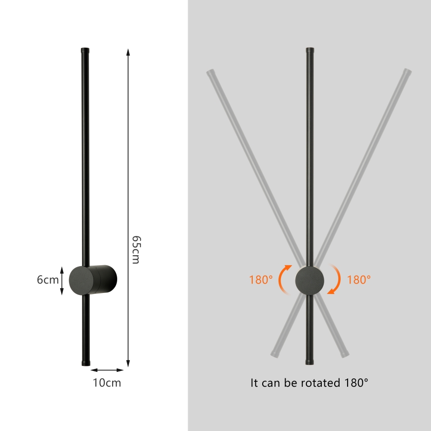 Brilagi - Aplique de parede para exterior AURA LED/12W/230V 4000K IP54 65 cm preto