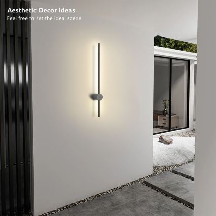 Brilagi - Aplique LED de parede para exterior AURA LED/12W/230V 3000K IP54 65 cm antracite
