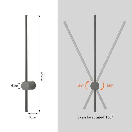 Brilagi - Aplique LED de parede para exterior AURA LED/12W/230V 3000K IP54 65 cm antracite
