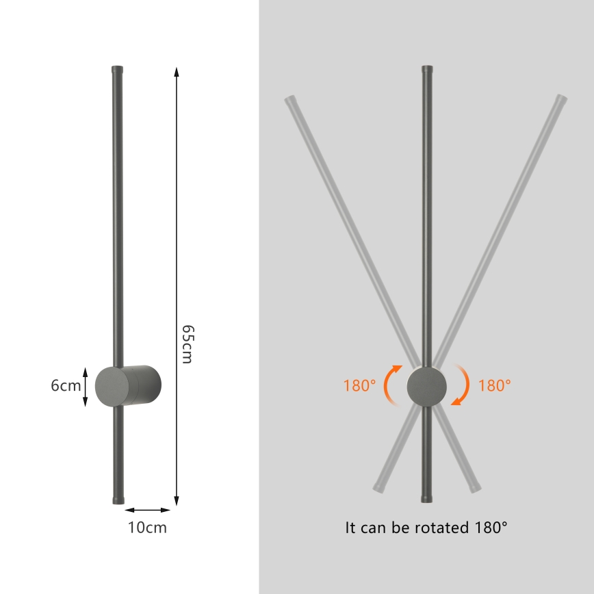 Brilagi - Aplique LED de parede para exterior AURA LED/12W/230V 3000K IP54 65 cm antracite