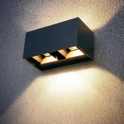 Brilagi - Aplique de parede exterior LED DOUBLE CUBE LED/12W/230V antracite IP65