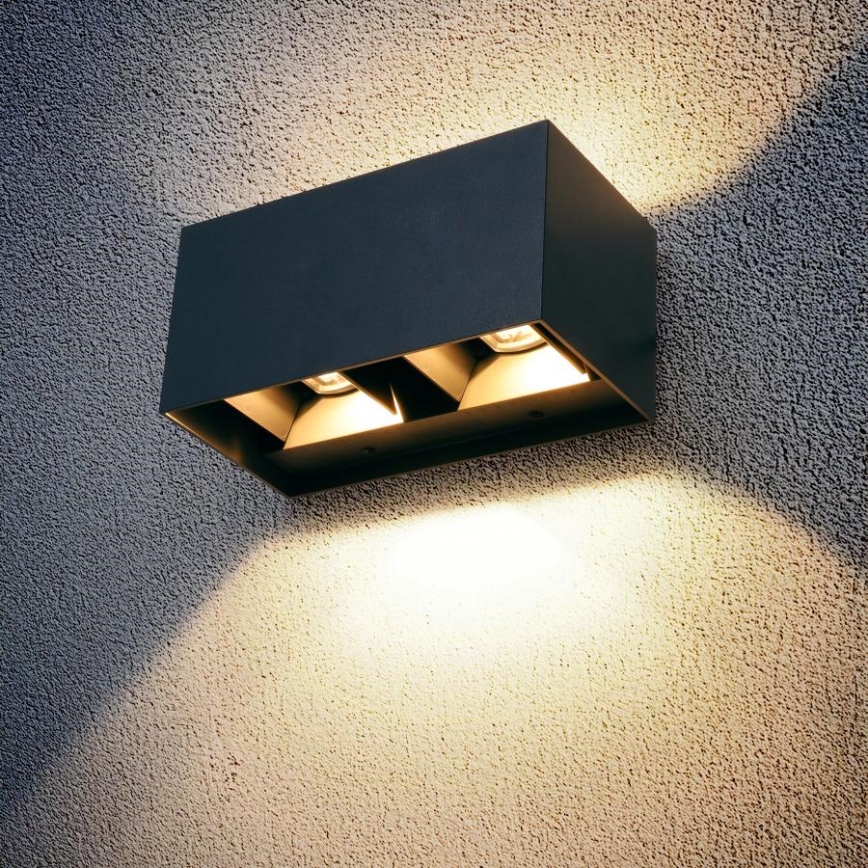 Brilagi - Aplique de parede exterior LED DOUBLE CUBE LED/12W/230V antracite IP65