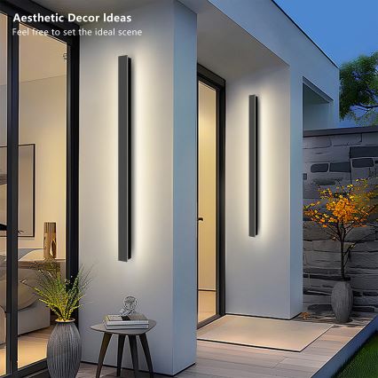 Brilagi - Aplique de parede LED para exterior LINEAR 22W/230V 3000K IP65 100 cm preto CRI 90