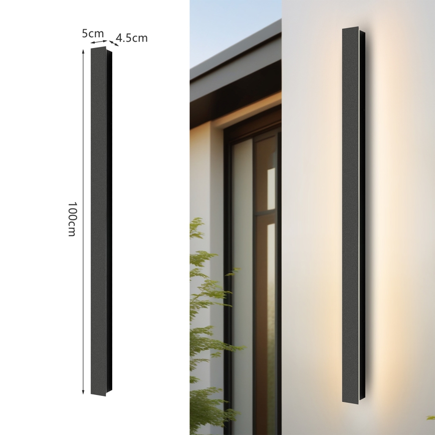 Brilagi - Aplique de parede LED para exterior LINEAR 22W/230V 3000K IP65 100 cm preto CRI 90