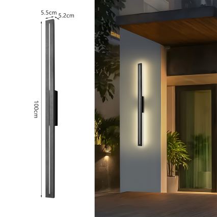 Brilagi - Aplique de parede exterior LED LINEO LED/24W/230V 3000K IP65 100 cm preto