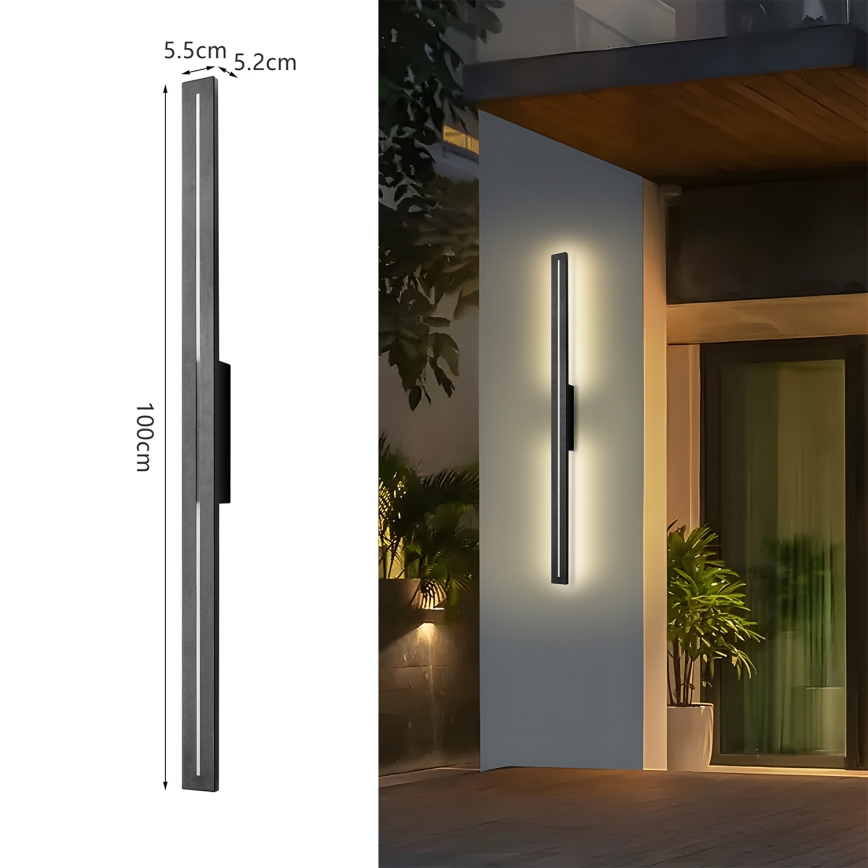 Brilagi - Aplique de parede exterior LED LINEO LED/24W/230V 3000K IP65 100 cm preto