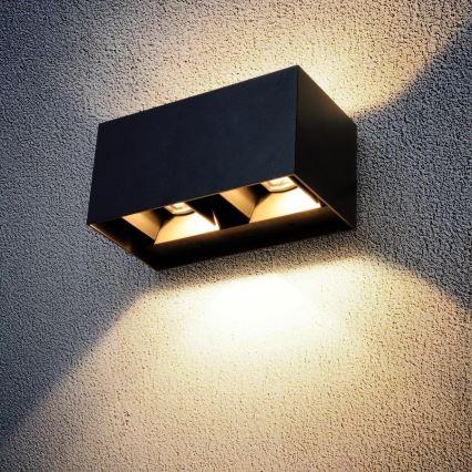Brilagi - Aplique de Parede Externo LED DOUBLE CUBE LED/12W/230V preto IP65
