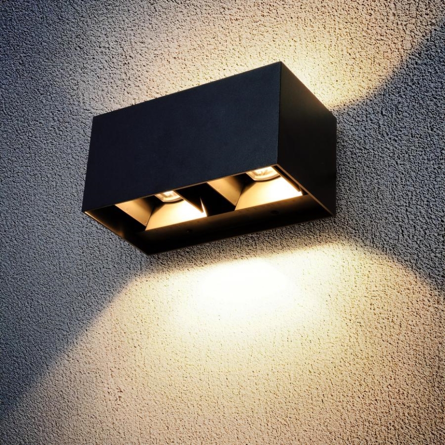Brilagi - Aplique de Parede Externo LED DOUBLE CUBE LED/12W/230V preto IP65